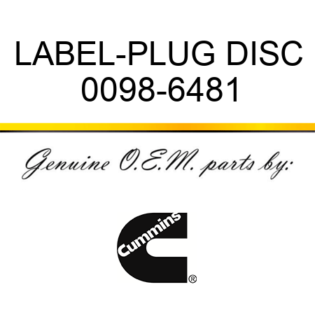 LABEL-PLUG DISC 0098-6481