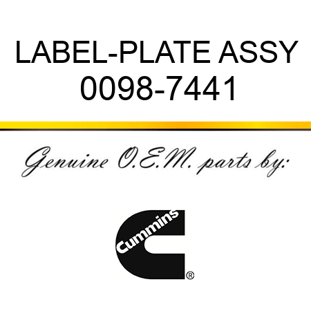 LABEL-PLATE ASSY 0098-7441