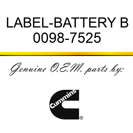 LABEL-BATTERY B 0098-7525
