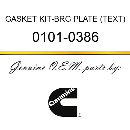 GASKET KIT-BRG PLATE (TEXT) 0101-0386