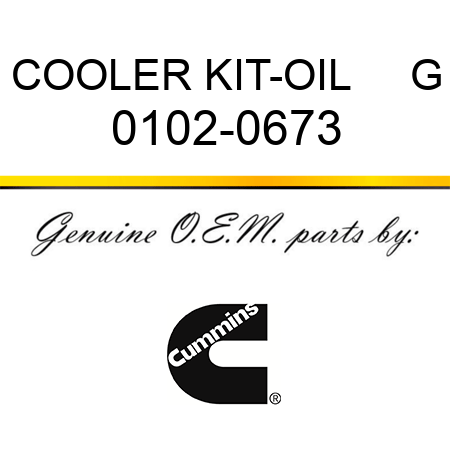 COOLER KIT-OIL     G 0102-0673