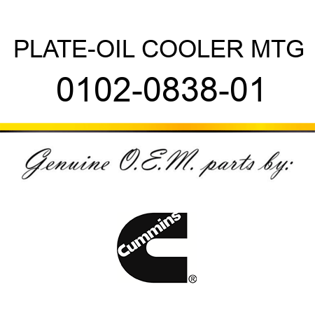 PLATE-OIL COOLER MTG 0102-0838-01