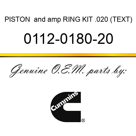 PISTON & RING KIT .020 (TEXT) 0112-0180-20