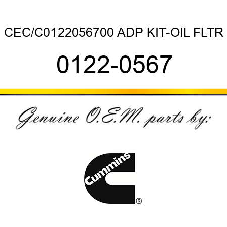 CEC/C0122056700 ADP KIT-OIL FLTR 0122-0567