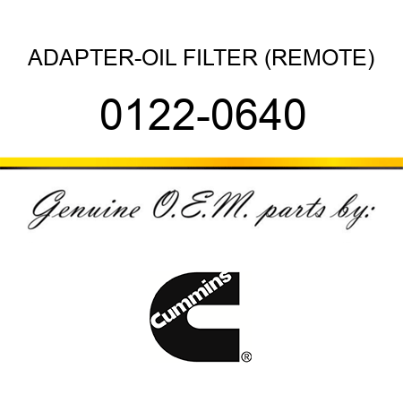 ADAPTER-OIL FILTER (REMOTE) 0122-0640