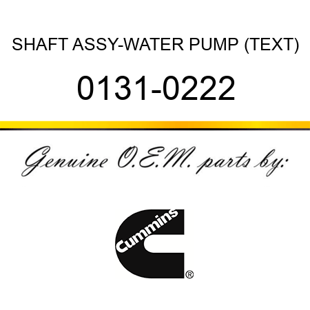 SHAFT ASSY-WATER PUMP (TEXT) 0131-0222