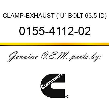CLAMP-EXHAUST (`U` BOLT 63.5 ID) 0155-4112-02