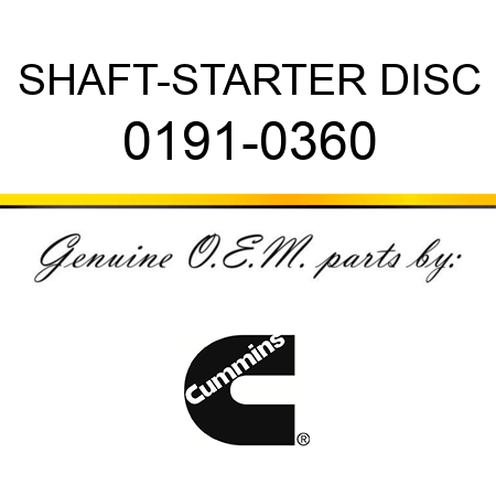 SHAFT-STARTER DISC 0191-0360