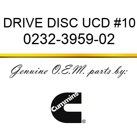 DRIVE DISC UCD #10 0232-3959-02