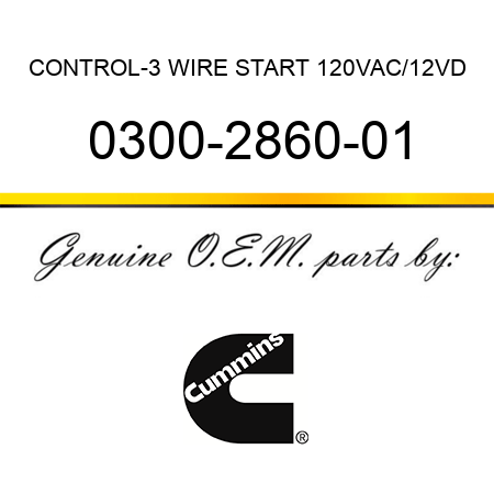 CONTROL-3 WIRE START 120VAC/12VD 0300-2860-01