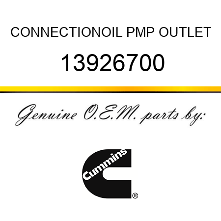 CONNECTION,OIL PMP OUTLET 13926700