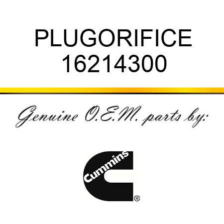 PLUG,ORIFICE 16214300