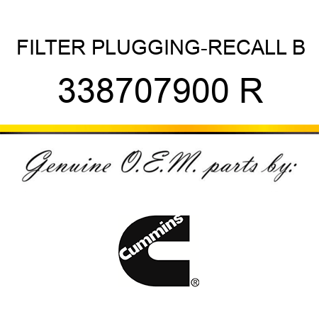 FILTER PLUGGING-RECALL B 338707900 R