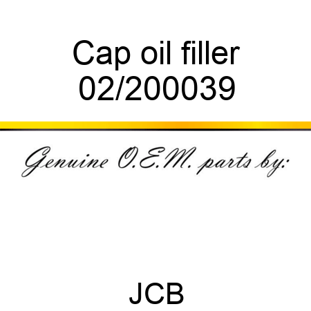 Cap, oil filler 02/200039