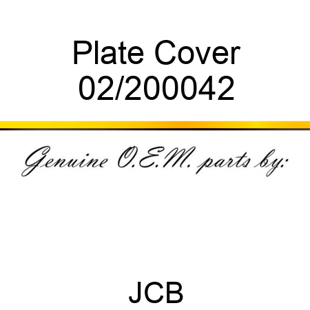 Plate, Cover 02/200042