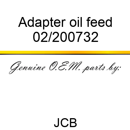 Adapter, oil feed 02/200732