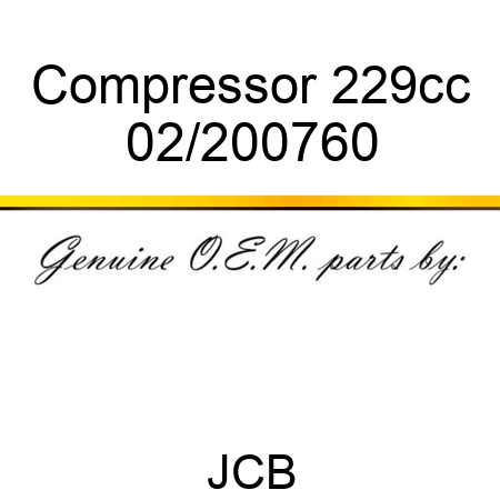 Compressor, 229cc 02/200760