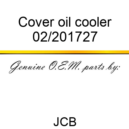 Cover, oil cooler 02/201727