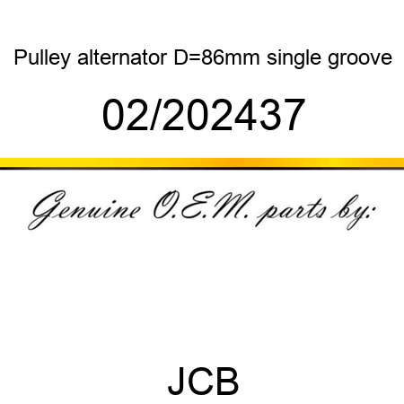 Pulley, alternator, D=86mm single groove 02/202437