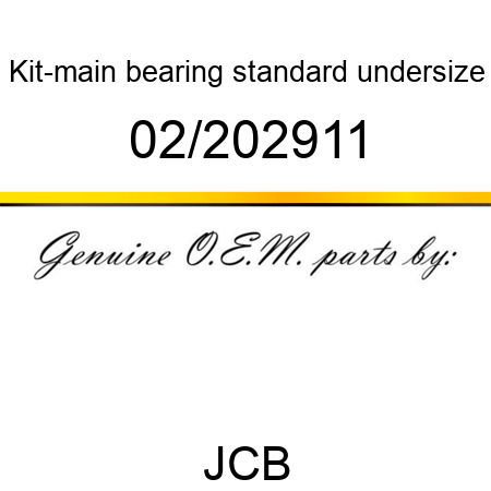 Kit-main bearing, standard undersize 02/202911