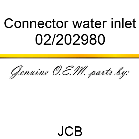 Connector, water inlet 02/202980