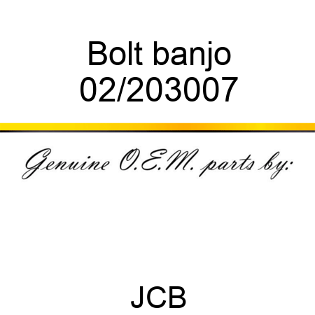 Bolt, banjo 02/203007