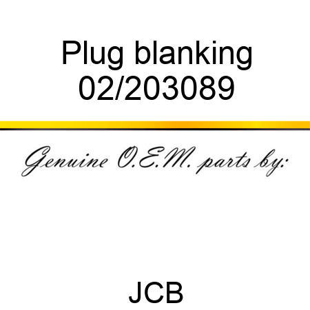 Plug, blanking 02/203089