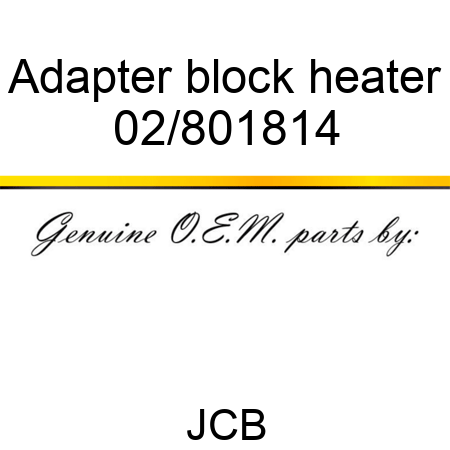 Adapter, block heater 02/801814