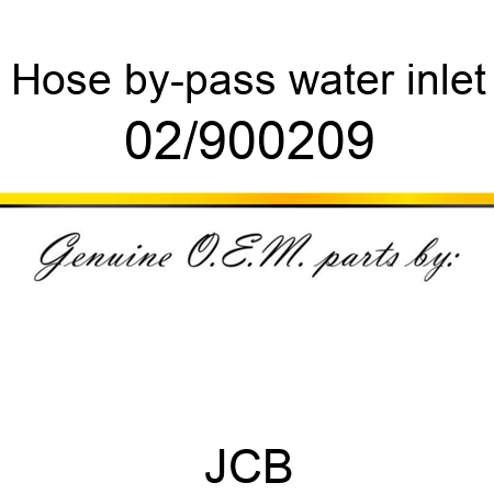 Hose, by-pass, water inlet 02/900209