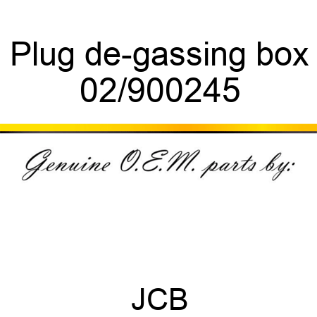 Plug, de-gassing box 02/900245