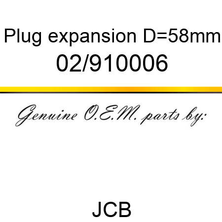 Plug, expansion, D=58mm 02/910006