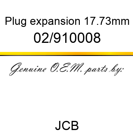 Plug, expansion, 17.73mm 02/910008
