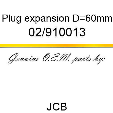 Plug, expansion, D=60mm 02/910013