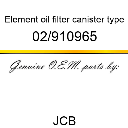 Element, oil filter, canister type 02/910965