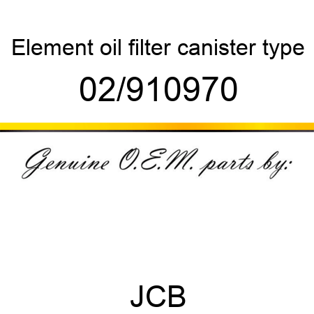 Element, oil filter, canister type 02/910970