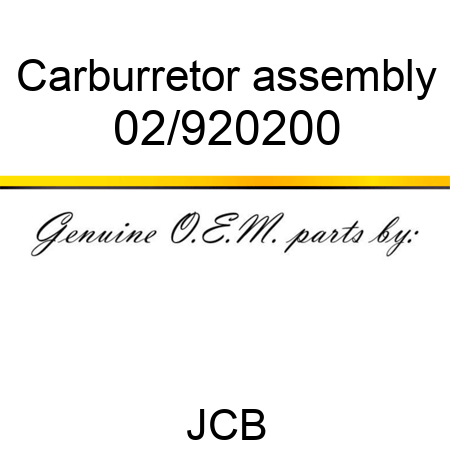 Carburretor, assembly 02/920200