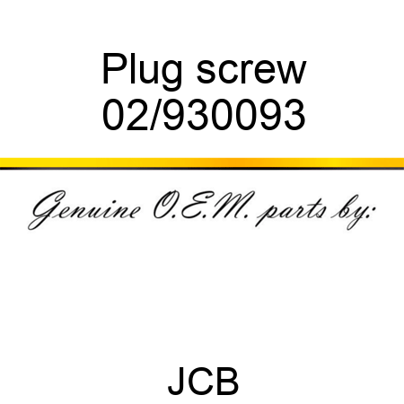 Plug, screw 02/930093