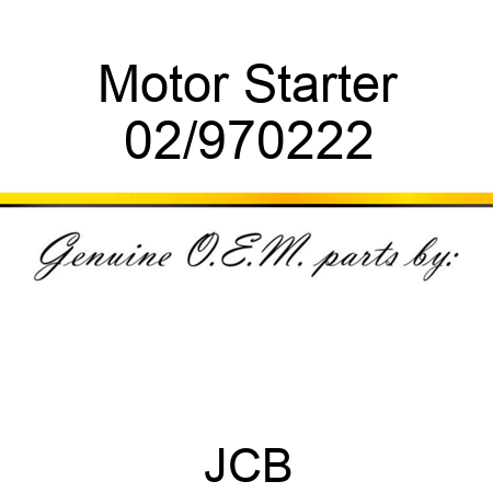 Motor, Starter 02/970222