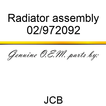 Radiator, assembly 02/972092