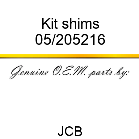 Kit, shims 05/205216