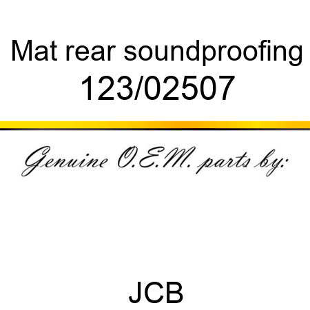 Mat, rear soundproofing 123/02507