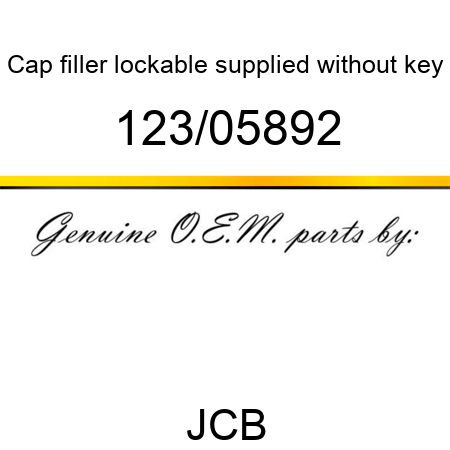 Cap, filler, lockable, supplied without key 123/05892