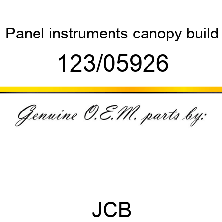Panel, instruments, canopy build 123/05926