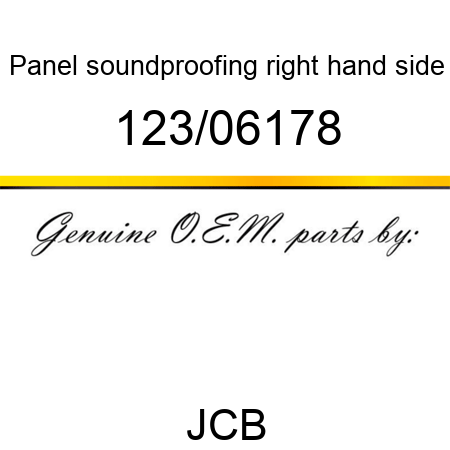 Panel, soundproofing, right hand side 123/06178