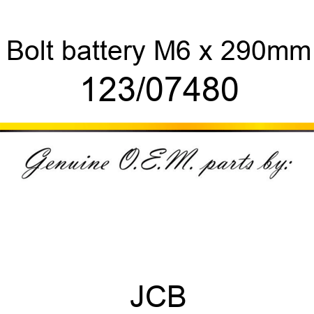 Bolt, battery, M6 x 290mm 123/07480