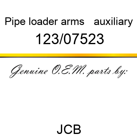 Pipe, loader arms +, auxiliary 123/07523