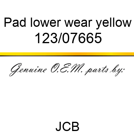 Pad, lower wear, yellow 123/07665