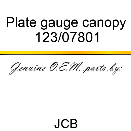 Plate, gauge, canopy 123/07801
