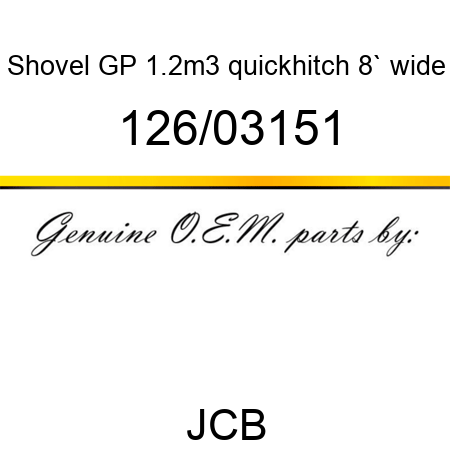 Shovel, GP 1.2m3 quickhitch, 8` wide 126/03151