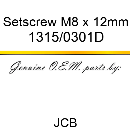 Setscrew, M8 x 12mm 1315/0301D